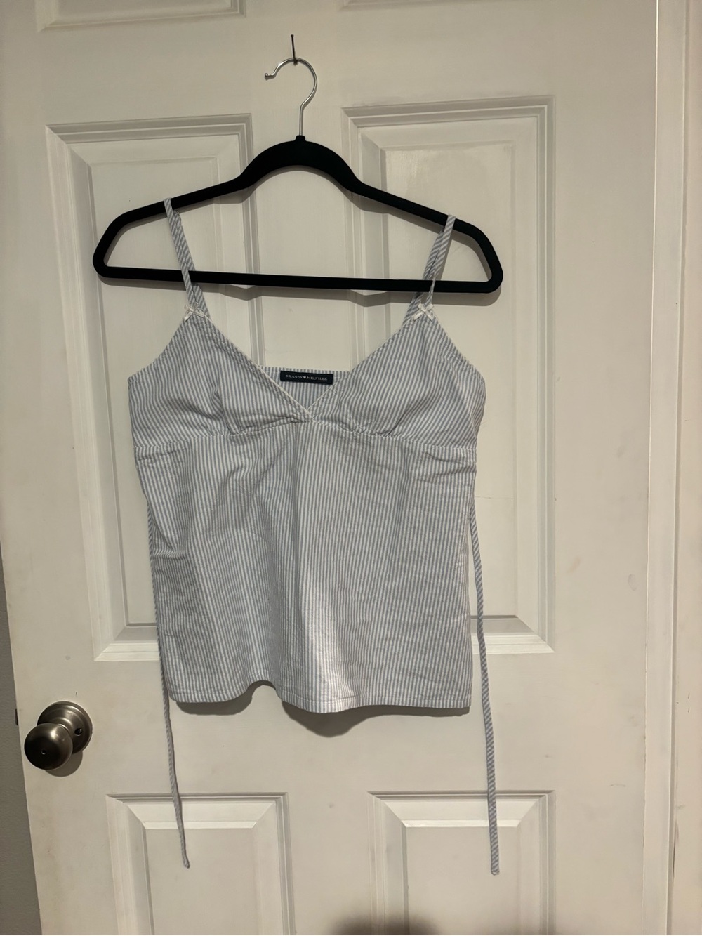Light Blue Striped Spaghetti Tank Top - Brandy Melville